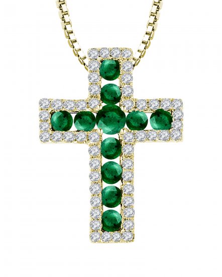 CROSS COLORED STONE DIAMOND PENDANT (TP1350)